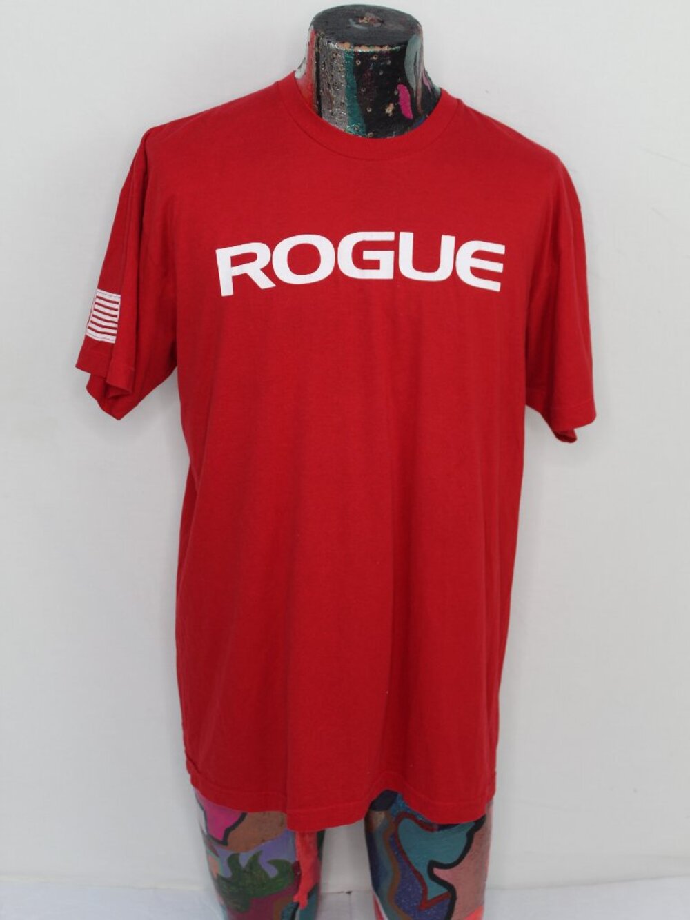 Rogue Shirt Mens XL Red American Flag Logo Graphic Tee USA Made Athletic Fit